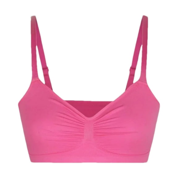 Women's Wireless Sports Bra Stretch Comfort Bralettes No Underwire Cami Bra Seamless Tshirt Bras Sports Bra with Support Sport Bras with Underwire Hot Pink M