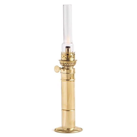 Kings County Tools 16” Tall Column Brass Oil Lamp for Indoor or Outdoor Use