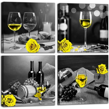 Kitchen Wall Art Wine Decor For Bedroom Women Black And White Pictures Modern Decorations Living Room Teal Rose Artwork Gray Cask Canvas 14x14 Inches X4 Framed - Glass Wine Wall Decor Kitchen Wall Art Wine Decor For Bedroom Women Black And White Pictures Modern Decorations Living Room Teal Rose Artwork Gray Cask Canvas 14x14 Inches X4 Framed - Glass Wine Wall Decor