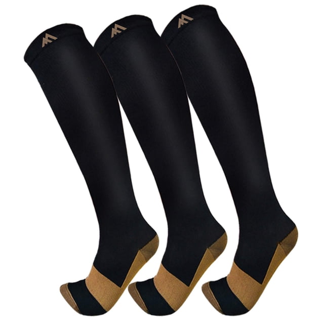 Pack de 3 calcetines de compresión FuelMeFoot de cobre de 15 a 20 mm Hg
