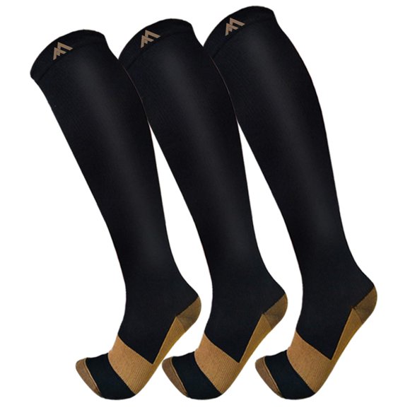 Pack de 3 calcetines de compresión FuelMeFoot de cobre de 15 a 20 mm Hg