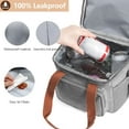 thumbnail image 5 of Rupoun Double Layer Cooler Bag 10L Insulated Soft-Sided Collapsible Leakproof Lunch Box PEVA Oxford Cloth Adjustable Shoulder Strap for Travel Picnic Camping Beach Everyday Grey 10.2 x 7.5 x 9.4 in, 5 of 9