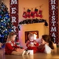 thumbnail image 4 of Adornos navideños para porche, pancarta de Feliz Navidad, letrero navideño para porche, grandes adornos navideños para puerta de entrada al aire libre, decoración navideña a cuadros rojos, 4 of 5