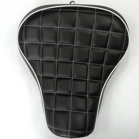 HTT Motorcycle Black Custom Front Solo Driver Checks Style Leather Seat For 2005 2006 2007 2008 2009 2010 2011 2012 2013 Harley Davidson XL 1200S