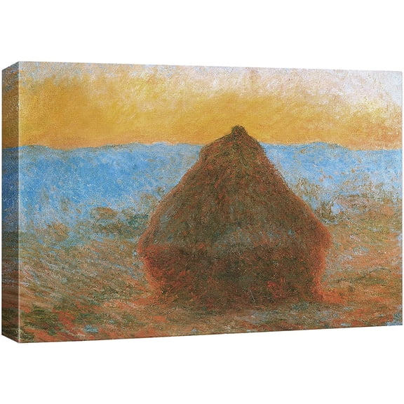 wall26 Canvas Print Wall Art Watercolor Grainstack Claude Monet Nature Illustrations Fine Art Decorative Landscape Multicolor Wilderness Rustic for Living Room, Bedroom, Office - 16"x24"