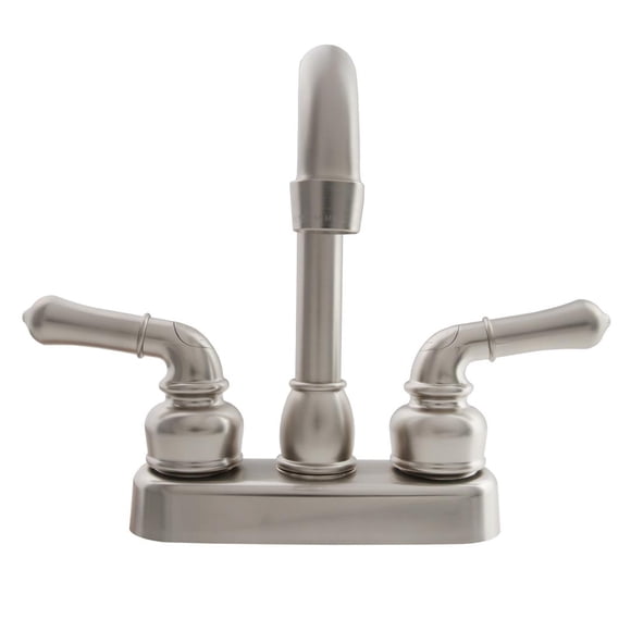 Dura Faucet (DF-PB150C-SN) RV Swivel Bar Faucet with Classical Levers - 6-inch Spout (Brushed Satin Nickel)