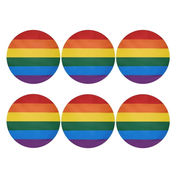 Set of 6 Rainbow Pride Flag Drink Coasters for Coffee Table Leather Coaster for Decor Housewarming Round Shape