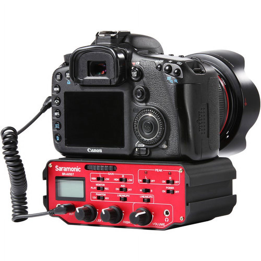 Saramonic SR-AX107 2 Channel Transformer XLR Audio Adapter with Phantom Power & Monitor (Red/Black)