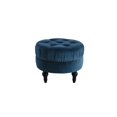 thumbnail image 1 of Ottoman Rond Capitonné Accents Clous Satin Turquoise, 1 of 9