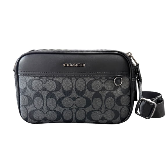 Neceser Coach Hombre Gris Oxford Con Logos Negros
