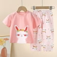 thumbnail image 3 of Youmylove Toddler Baby Girl Pajamas Toddler Boys Girls Summer Cartoon Printed Short Sleeved Tops And Shorts 2Pc Children's Suit Little Girls Sleepwear 18-24 Months, 3 of 3