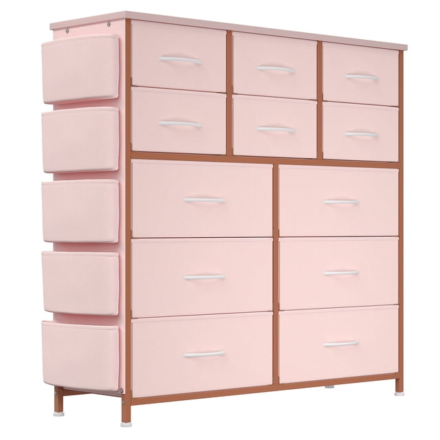 Cómoda Cajonera 12 Cajones de Tela para Recámara | Organizador de Ropa con Bolsillos Laterales y Ganchos | Mueble de Almacenamiento Multifuncional para Dormitorio - Resistente y Espacioso