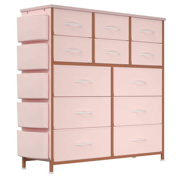 Cómoda Cajonera 12 Cajones de Tela para Recámara | Organizador de Ropa con Bolsillos Laterales y Ganchos | Mueble de Almacenamiento Multifuncional para Dormitorio - Resistente y Espacioso