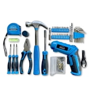 Apollo Tools Compact 81 Piece Tool Set with 3.6V Li-Ion Rechargeable USB Cordless Screwdriver - DT2020 Blue/Gray