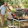 thumbnail image 2 of QueipA 3ft Portable Folding Camping Table, Outdoor Waterproof Adjustable Height Table, Aluminum Lightweight Suitcase Foldable Table for Picnic BBQ Beach Dining, 2 of 15