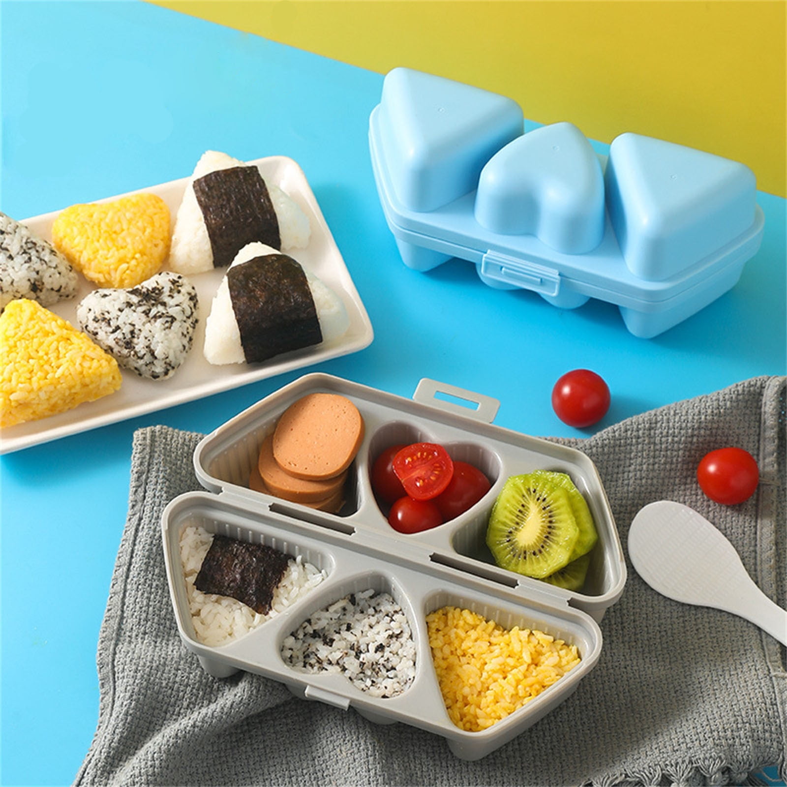 Lunxisen 4 Pcs Rice Ball Mold Kitchen Tool Easy Onigiri Maker Meal Prep Bento Box Accessory for Home Cooking