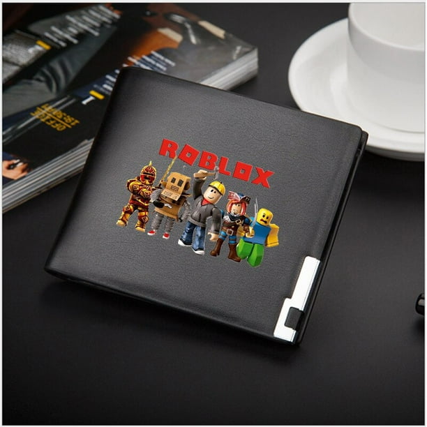 Roblox-cartera de piel sintética con estampado de mundo Virtual para hombre, billetera corta de piel sintética con diseño de Anime periférico, bolso de almacenamiento para cambio de tarjeta