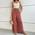 thumbnail image 2 of FUNUONY Womens Wide Leg Pants Casual Palazzo Flowy Pleated Trouser Woman Elastic High Waisted Loose Fit Lounge Pant Comfy 2025 Elastic with Flared Elegant Commuting Casual Pants Red Xl, 2 of 9
