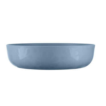 Mainstays Light Blue Daisy Etched 42 Ounce Round Plastic Dinner Bowl