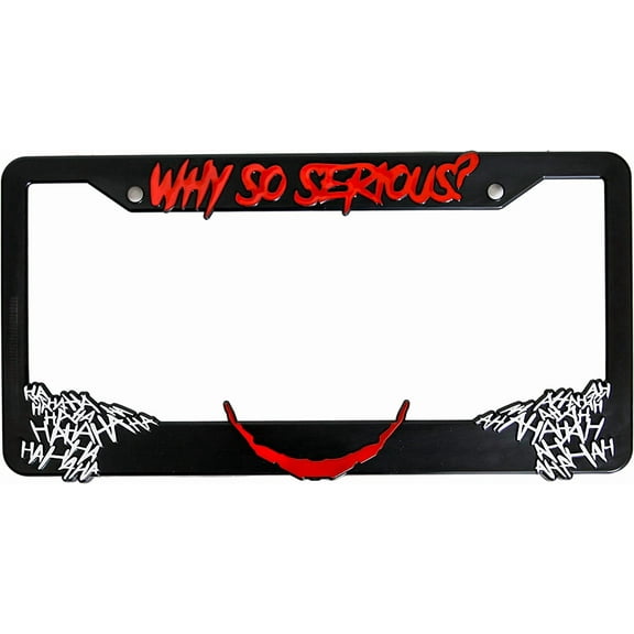 Holder for License Plate License Plate Holder for Joker "Why So Serious" 3D Raised License Plate Frame (Red&White) Mod-L07P-2