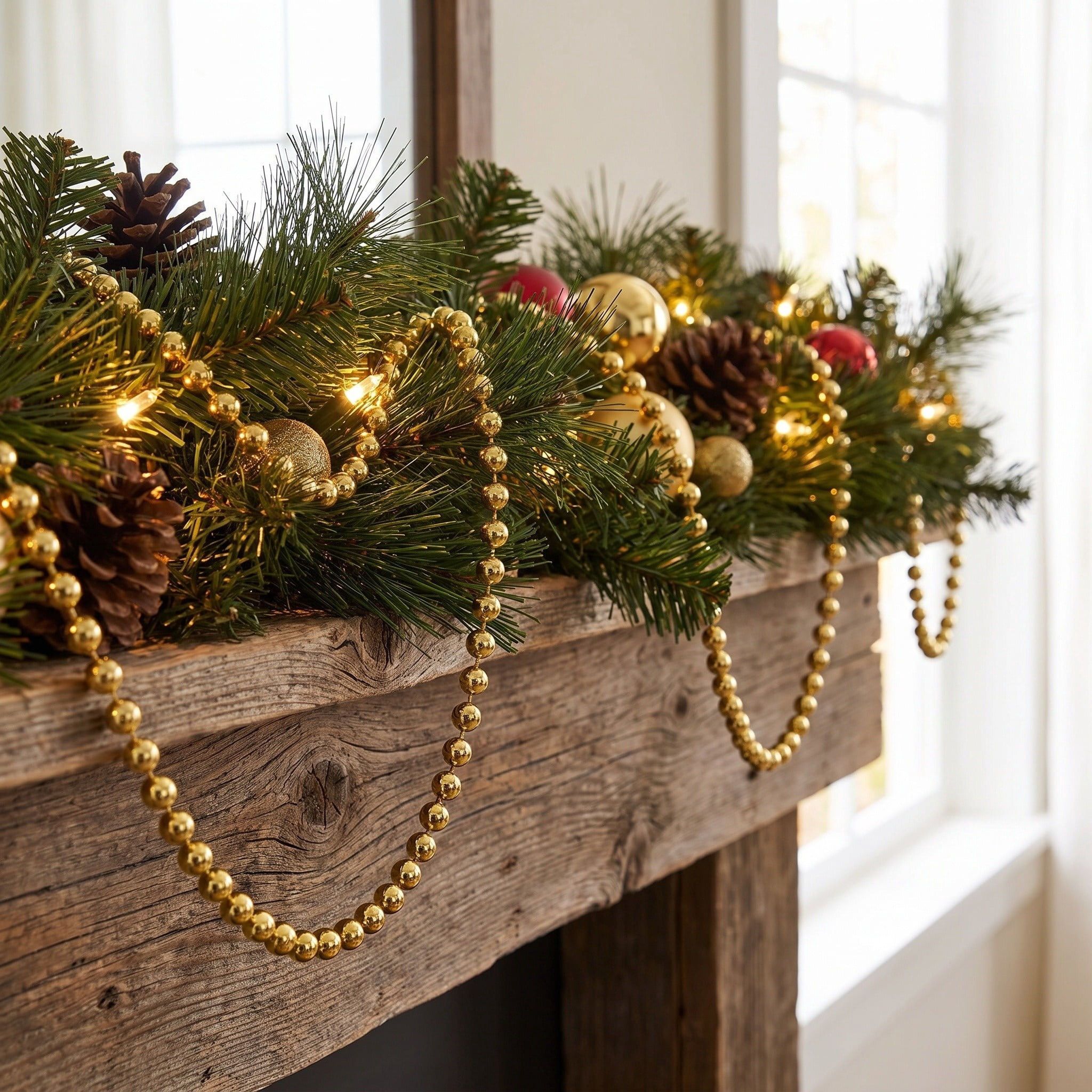 Plastic Metallic Bead Christmas Garland, Gold, 18', by Holiday Time