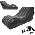 thumbnail image 2 of Chaise Lounger Inflatable Sofa Air Chair Portable Leisure Lounger S-Shaped with Air Pump for Indoor Living Room Bedroom, Outdoor Folding Blow Up Bed Backyard Garden Beach. (Grey), 2 of 16