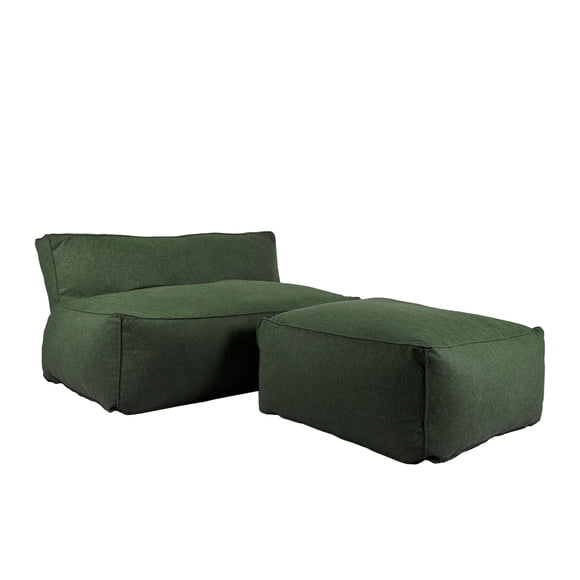 Love Seat Puff con Taburete Ferrara Verde Kessa Muebles