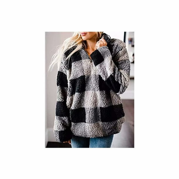 Plaid sherpa deals pullover women's