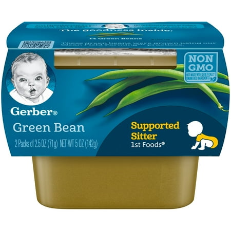 Gerber 1st Foods Green Bean Baby Food, 2.5 oz Tubs, 2 Count