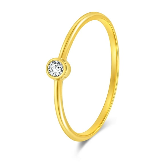 Caratant 14k Solid Gold Diamond Solitaire Bezel Ring for women, 0.065ct, DEF VS~VVS, No fading, No allergies,Lab grown Diamond