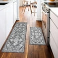 thumbnail image 2 of Kitchen Anti Fatigue Mat Set of 2 Non Skid Waterproof Kitchen Floor Mat Vintage Cushioned Comfort Standing Desk Office Mat Runner for Kitchen Sink Laundry, 17"x47"+17"x28", Brown, 2 of 6