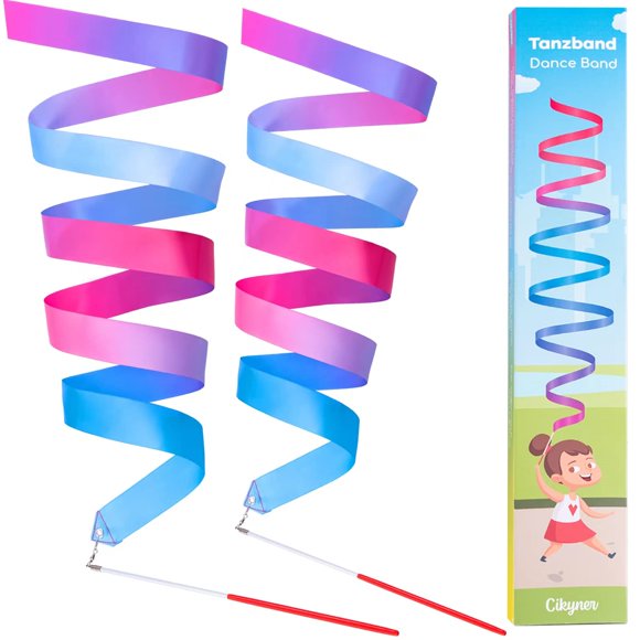 Gymnasia Ribbon Cikyner, paquete de 2 bandas de baile coloridas, 2 m