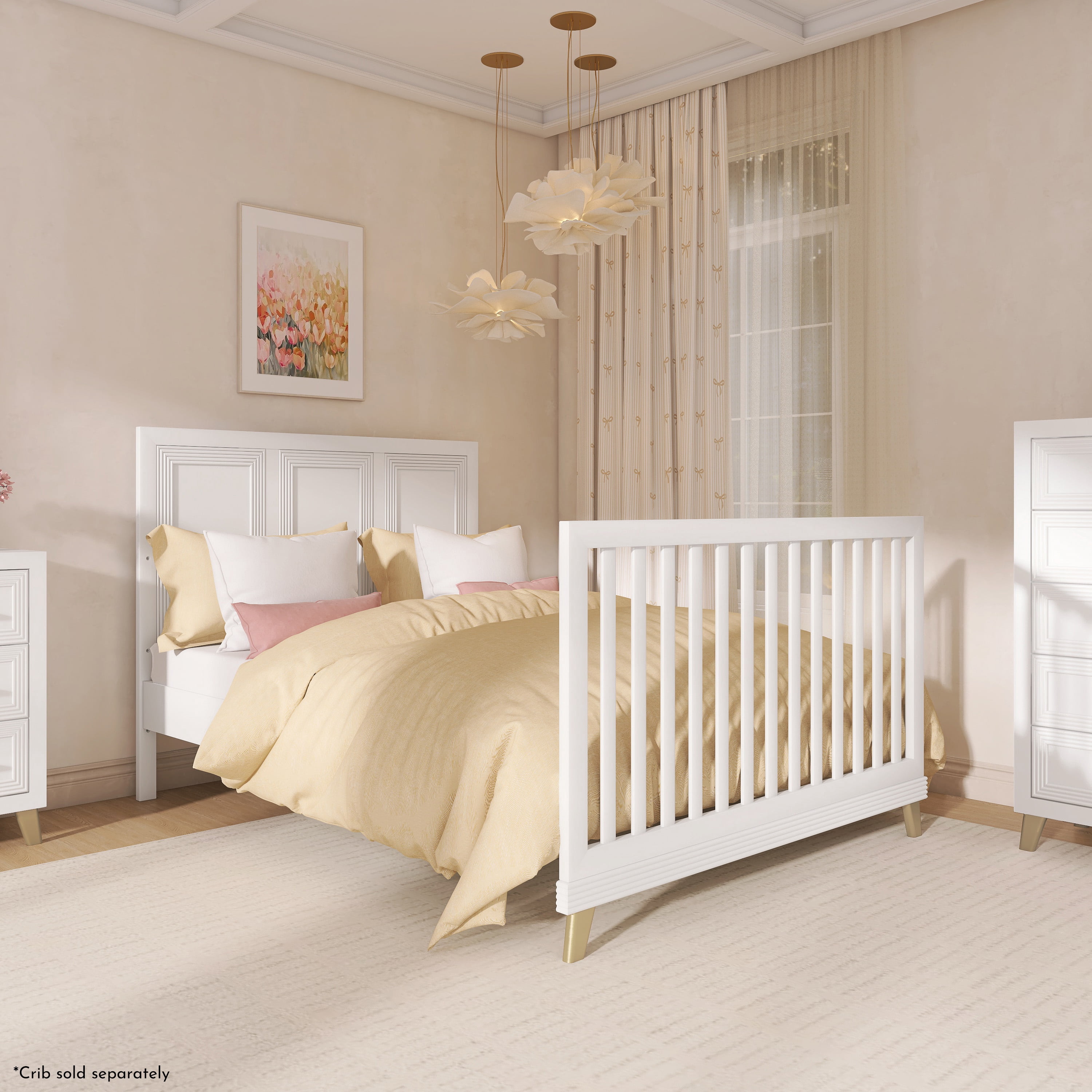 Evolur Convertible Crib Wooden Full Size Bed Rail Stardust