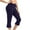 Navy, variant on Womens Stretch Capris on Clearance Women Capris Solid Elastic Waist Pocket Cropped Pants Casual Stretchy Stylish Pants Yoga Sports Casual Flared Pants Womens Cargo Capris New Purple L