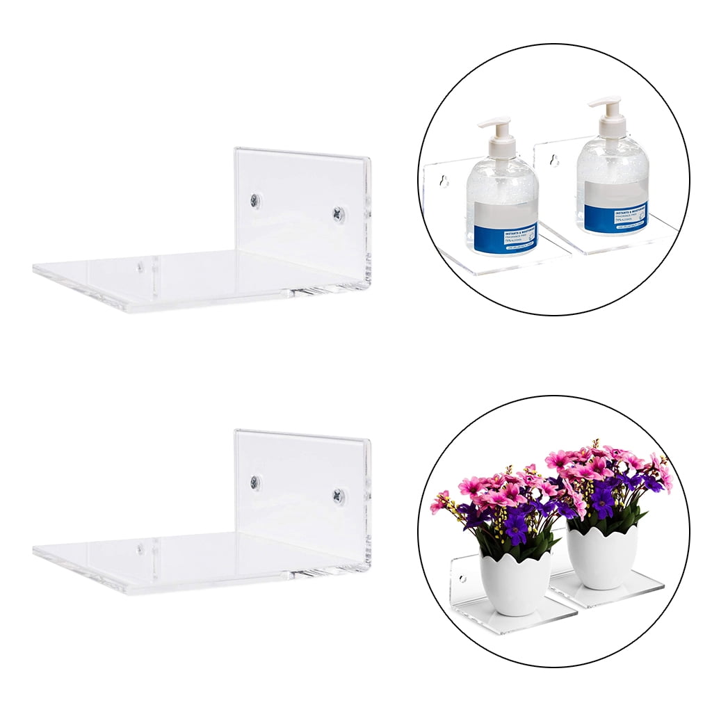4pcs Bathroom Clear Acrylic Display Organizer 10cm Wall Mounted Storage