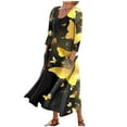 thumbnail image 2 of Jzuxvd Plus Size Maxi Dresses for Women 2023 Boho Printed 3/4 Sleeve Dress U Neck Flowy Beach Sundresses with Pockets Gold XXL, 2 of 5