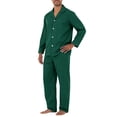 thumbnail image 2 of WULMLEO 2 Piece Pajama Sets Men Solid Fall V Neck Button Down Long Sleeve Blouses Wide Leg Palazzo Pants Suit Casual Fashion Outfits Loose Fit Y2k Sleepwear Set Dark Green XL, 2 of 10