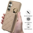 thumbnail image 2 of Back Case for Samsung Galaxy S24, Stylish Slim Fit Card Holder Kickstand Finger Ring Crossbody Strap, PU Leather + TPU Durable Shockproof Protective Phone Case Cover for Women Girls - Khaki, 2 of 9