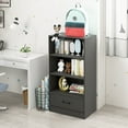 thumbnail image 3 of Topbuy 4-Tier Bookcase w/Storage Drawer Modern Storage Shelf w/3-Tier Open Shelf Freestanding Display Shelf Grey, 3 of 8