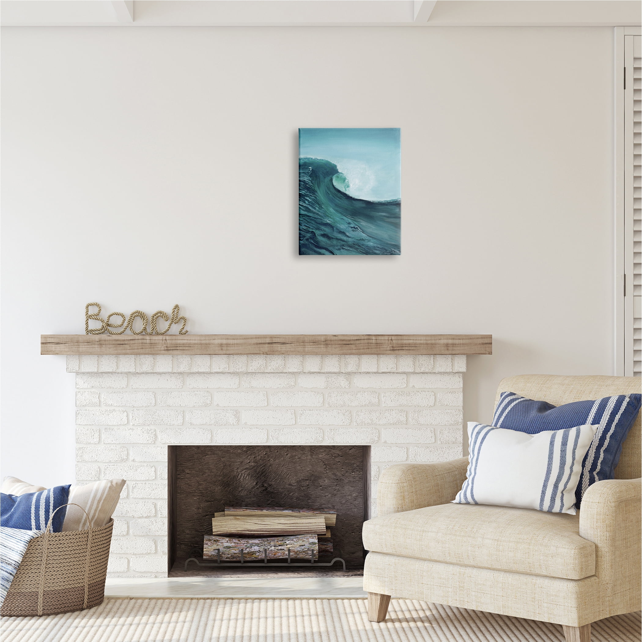 Stupell Industries Tsunami Wave Panting Nature Painting Gallery Wrapped Canvas Print Wall Art, 16 x 20
