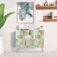 thumbnail image 2 of PixonSign Sideboard Buffet Cabinet, Kitchen Storage Cabinet with 2 Doors, Teal & Brown Mid-Century Polygons, Cupboard Console Table for Dining Room - 35" L x 18" W x 29" H, 2 of 5