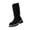 Black, variant on Women's Mid Calf Slouchy Boots Chunky Lug Sole Low Heel Round Toe Pull On Casual Shoes Comfortable Fall Winter Daily Wear Boots