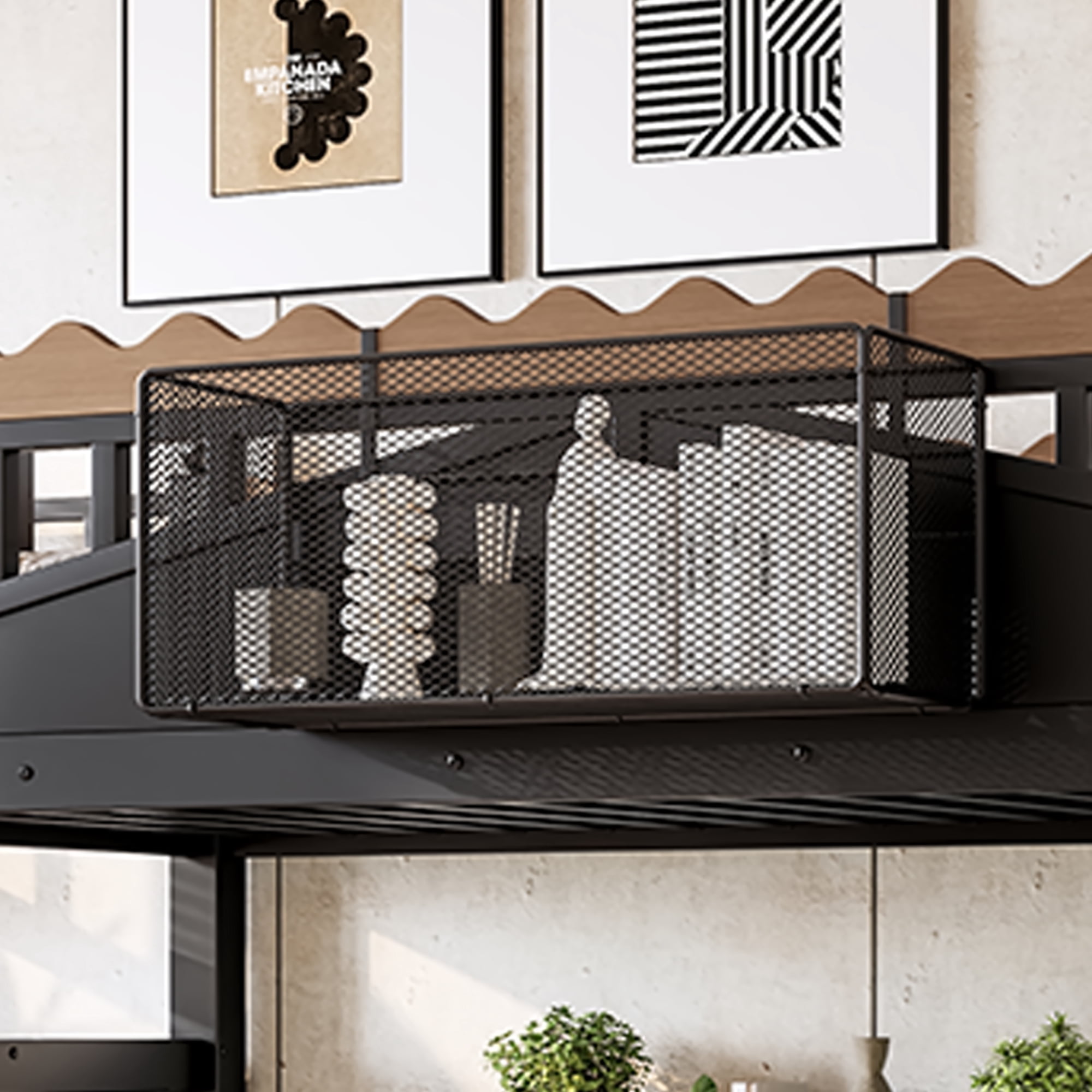 Twin XL Size Loft Bed with Storage Stairs & Bookshelf, Metal Loft Bed Frame with Storage Shelves, Space-Saving Loft Bed for Dorms, Small Bedroom, Black