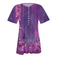 thumbnail image 4 of ICHUANYI Clearance Women Fashion Summer Sexy Fold Printed Regular Women Short Sleeves V Neck Button Top(Purple, XL) ICHUANYI WER2023081201186, 4 of 5
