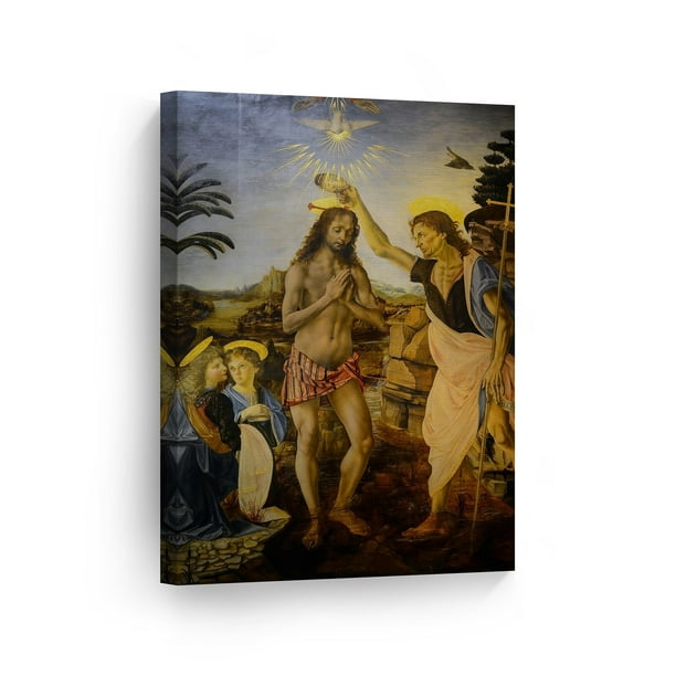 Download Smile Art Design Baptism Of Christ By Leonardo Da Vinci Canvas Wall Art Canvas Print Famous