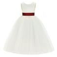 thumbnail image 2 of Ekidsbridal Ivory V-Back Satin Flower Girl Dresses with Pretty Colored Sash for Toddlers Formal Photoshoot Birthday Party Gown 219T 2, 2 of 3