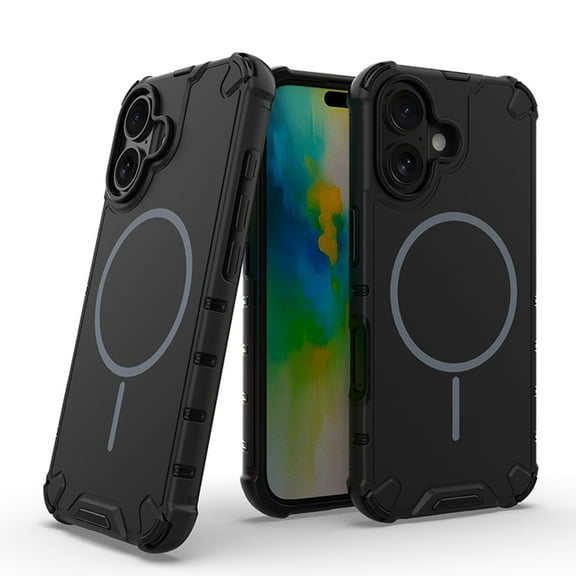 ELEHOLD Rugged Magnetic Case For iPhone 16 Plus, Compatible With Mag-Safe Military Grade Shockproof Wireless Charging Protective Cover For iPhone 16 Plus,Black