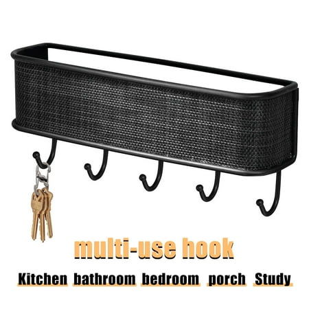 Wall Mounted Letter Rack DFITO Metal Key Holder with 5 Hooks Elegant and Functional Key Rack Organizer Black