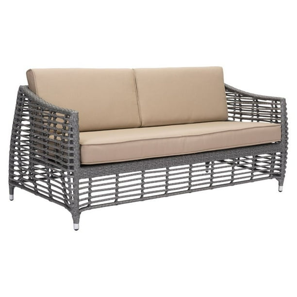 Zuo Trek Patio Sofa In Gray And Beige Com - Zuo Wicker Patio Furniture Zuo Trek Patio Sofa In Gray And Beige Com - Zuo Wicker Patio Furniture
