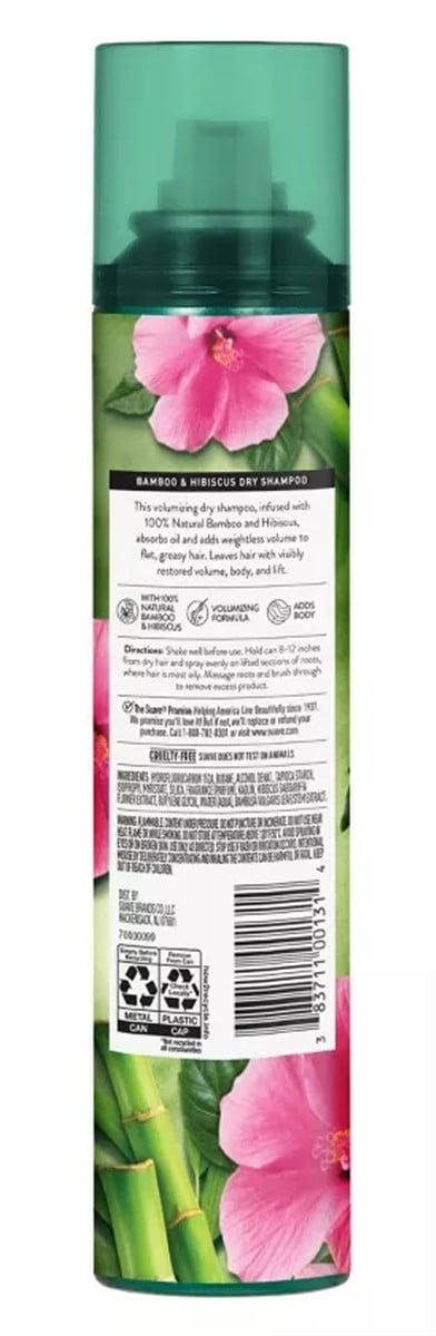Suave Bamboo & Hibiscus Volumizing Dry Shampoo, for Restoring Body & Lift, 4.3 oz (Pack of 3)